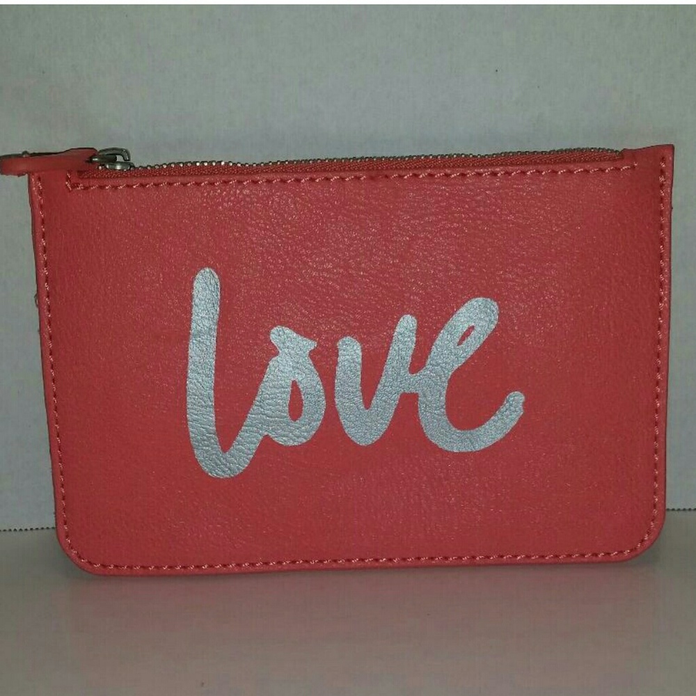 Women's Ann Taylor LOFT Purse w/ "LOVE" in Silver Zipper Closure
